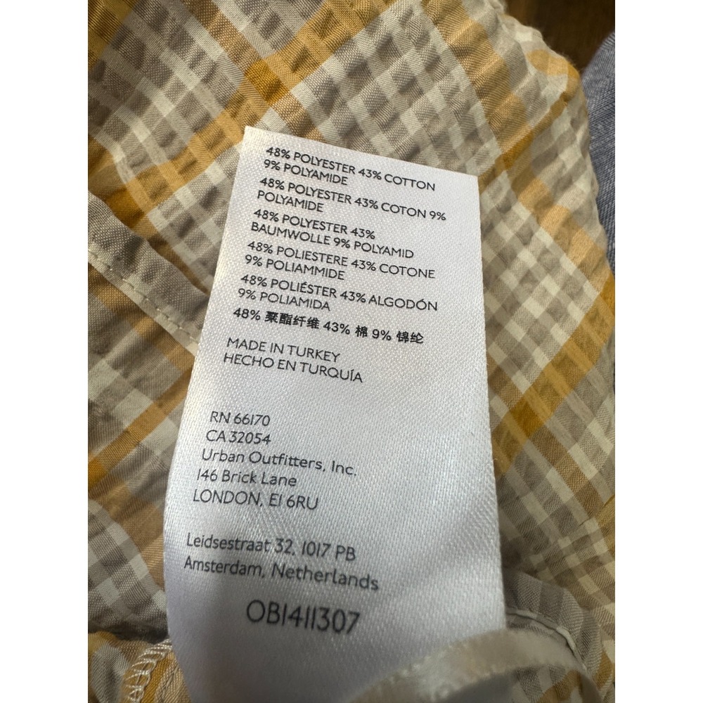 Maeve Anthropologie Gingham Plaid Smocked Puff Sleeve Ruffle Top XS Square Neck - Picture 7 of 13